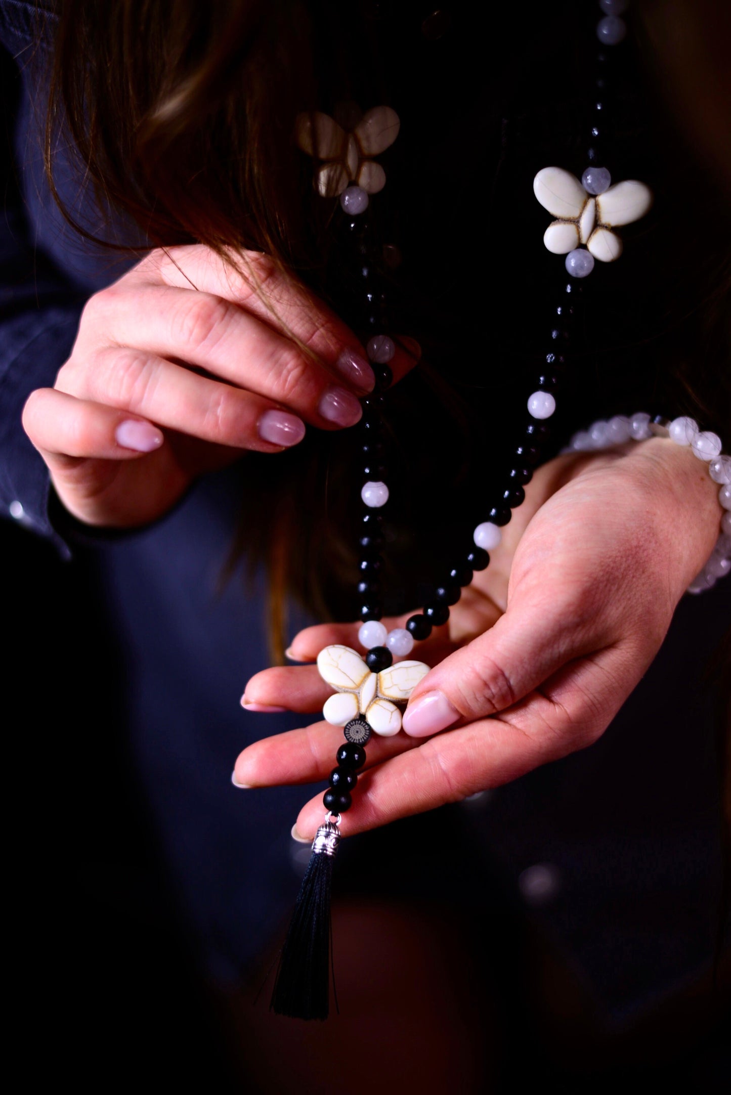 Halsband med Naturpärlor & Bergkristall