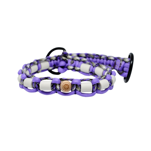 Djurhalsband med D-ring – Violet Pattern