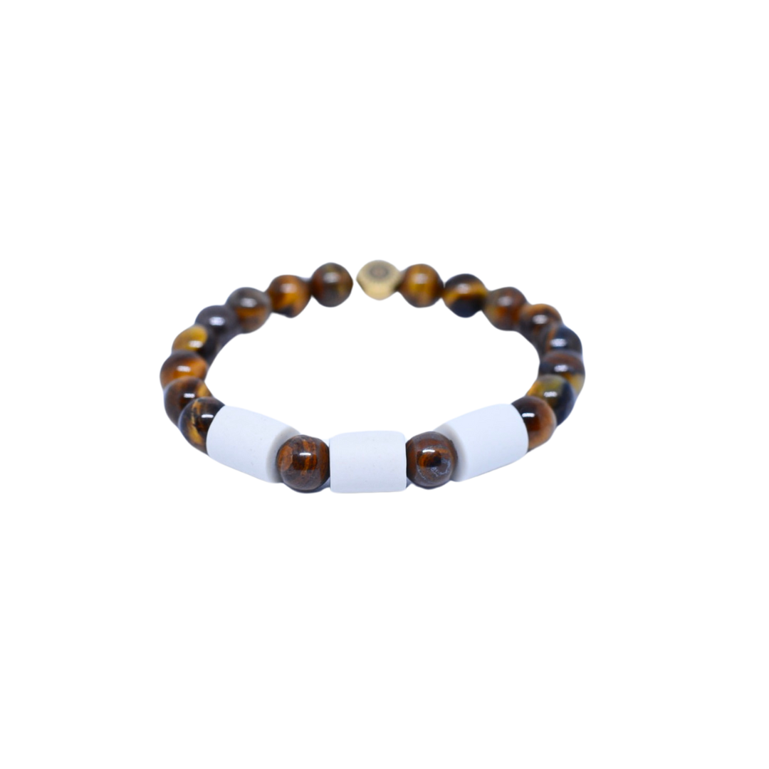 Armband Tigeröga med Naturpärlor 8mm