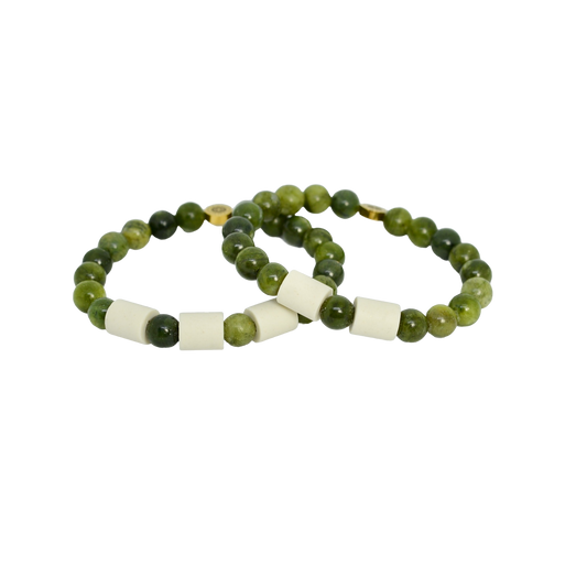 Armband Grön Jade med Naturpärlor 8mm