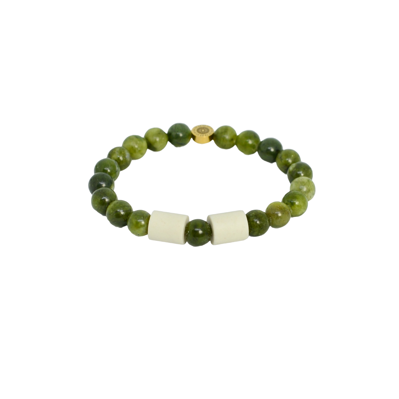 Armband Grön Jade med Naturpärlor 8mm